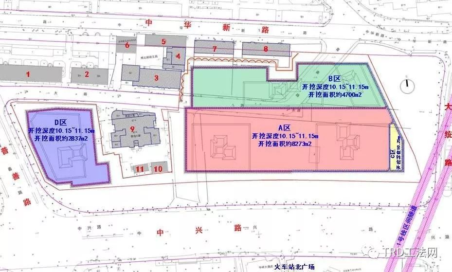 闹市区不规则场地的群坑施工方案