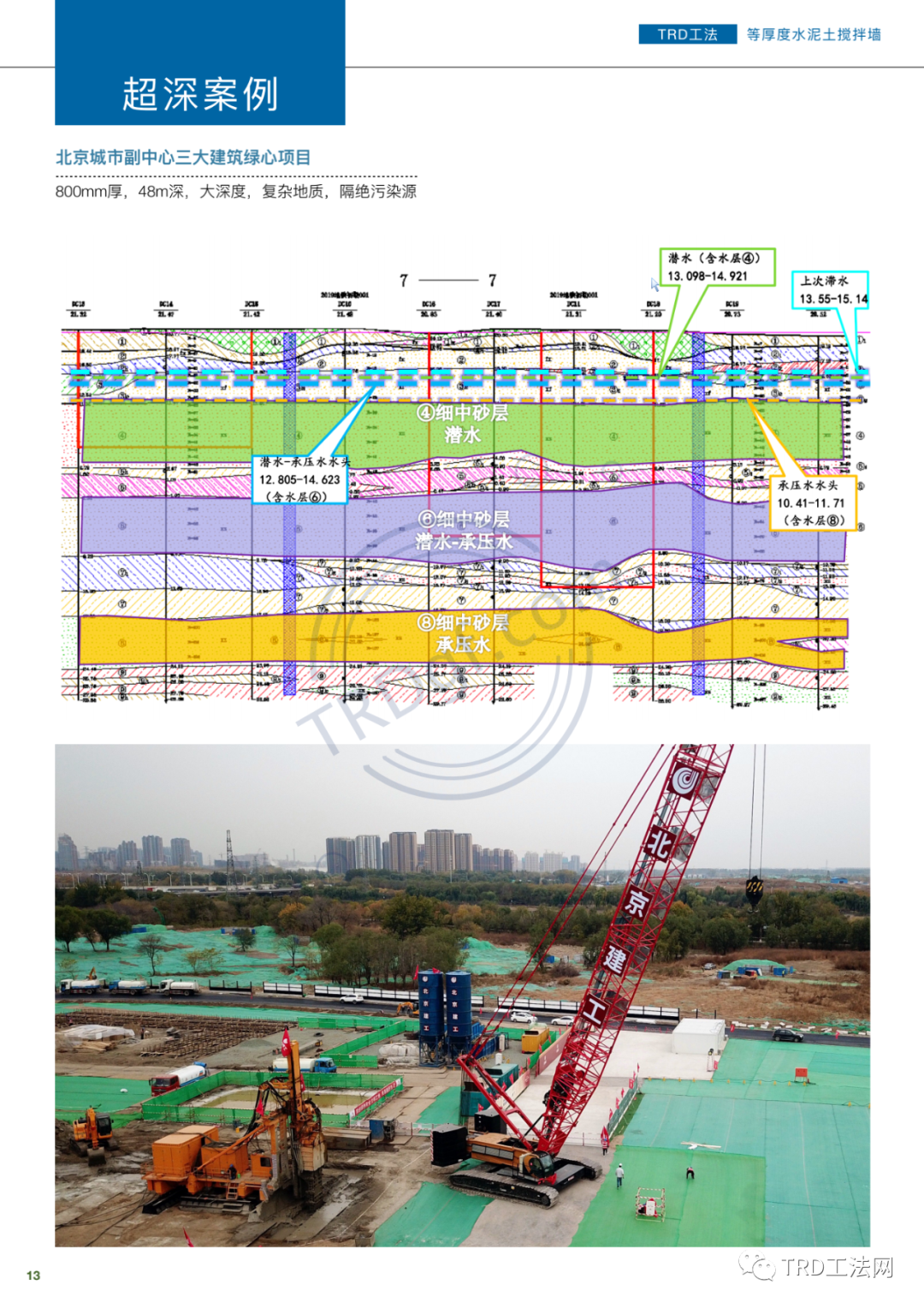 TRD工法 超深等厚水泥土连续搅拌墙工法