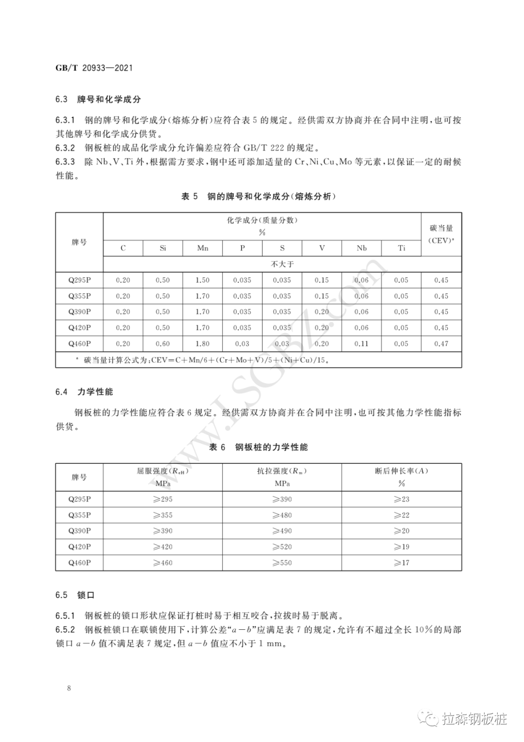 《热轧钢板桩》国家标准 GB/T 20933-2021